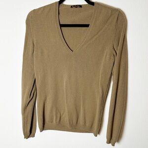 Loro Piana Tan V-Neck Sweater